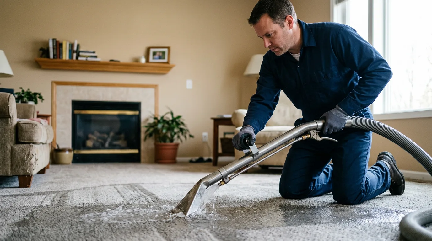 Water damage restoration technician working near Millington, IL